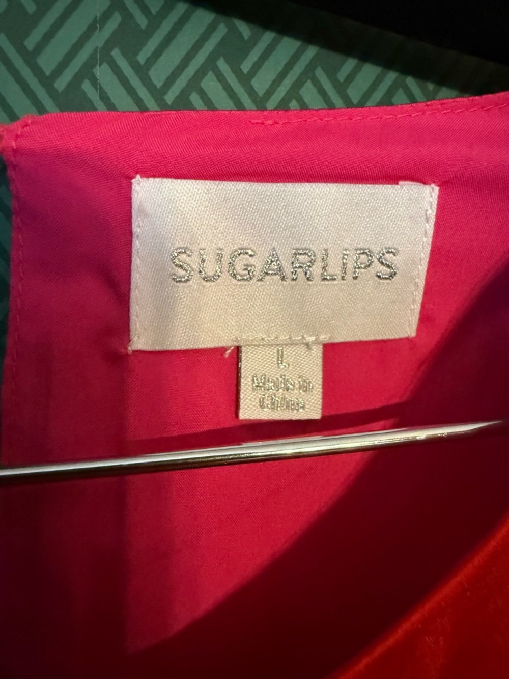 Sugarlips Two-Tone Hot Pink and Red Satin Dress - Picture 2 of 3